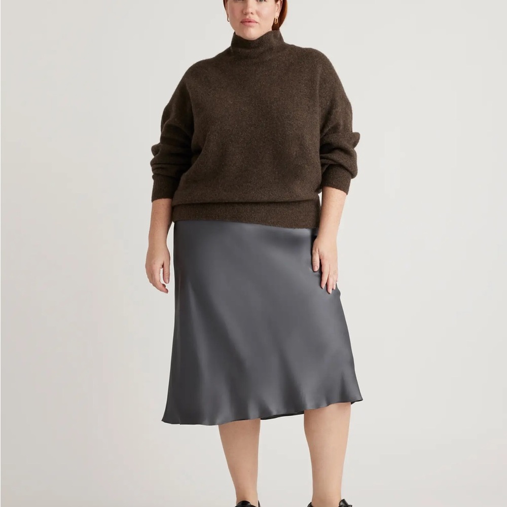 100% Washable Silk Skirt Gray Quince